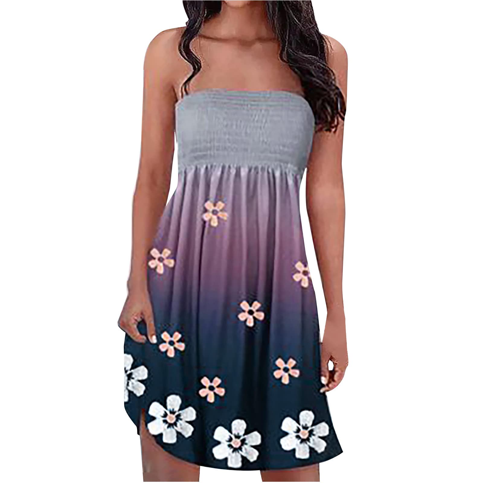 Bohemian Floral Print Maxi Dress for Women - Sleeveless Tube Top Summer Dress, Loose Bandeau Tunic Dress | Perfect for Beach Vacations, Music Festivals & Boho Chic Outfits
