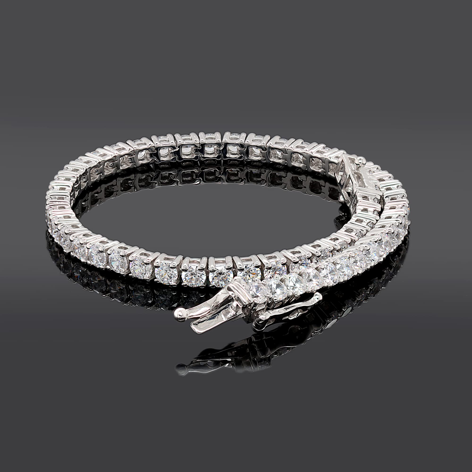 3MM Simulated Diamond Tennis Bracelet for Women - 14K White Gold Plated 925 Sterling Silver, 7 Inch VVS1 Clarity, 5.50 Carat White Color - Perfect for Weddings, Parties & Special Occasions
