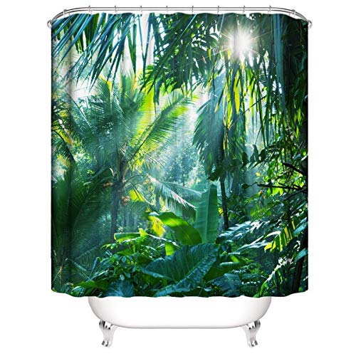 Waterproof Washable Fall Theme Bear Owl Forest Print Shower Curtain Set - 70.8x70.8 Inches Bathroom Decor for Autumn, Halloween & Thanksgiving Seasonal Home Decor