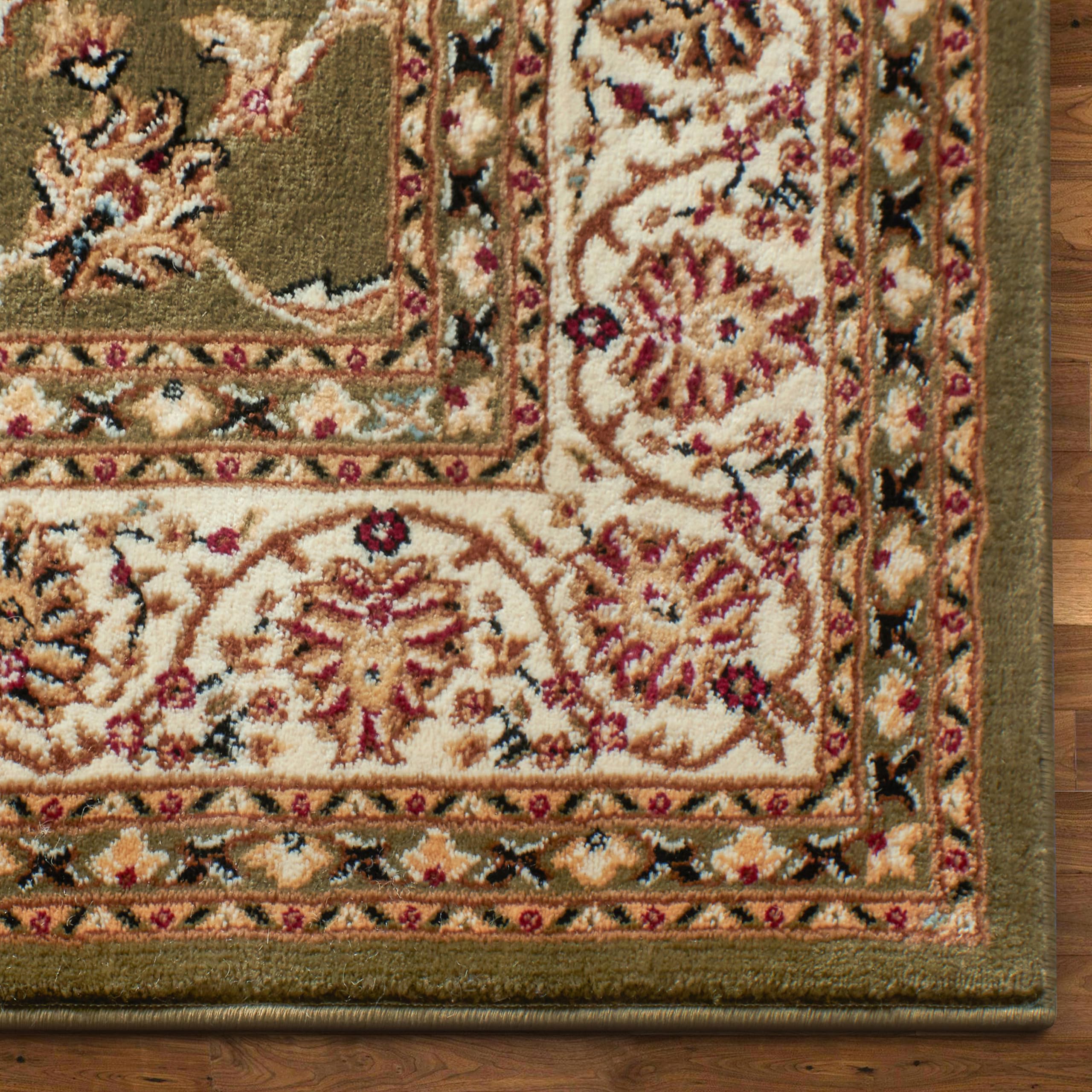 Well Woven Barclay Collection Sarouk Green 6x9 Area Rug - Soft Modern Handmade Wool Carpet for Living Room, Bedroom, Dining Room - Perfect for Home Decor, Office & High Traffic Areas