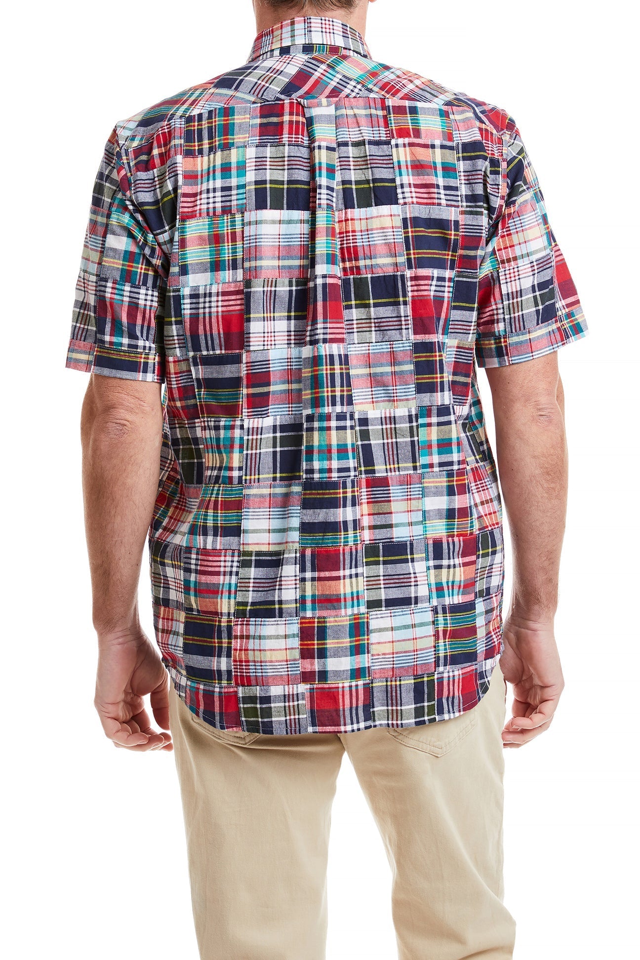 Chase Short Sleeve Button Down Shirt with Chancellor Patch - Premium Madras Cotton Casual Shirt for Men - Perfect for Summer Outfits, Beach Vacations and Office Casual Wear