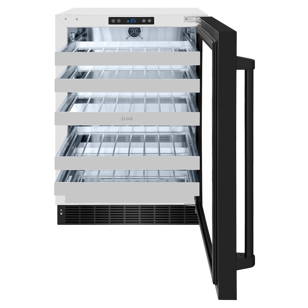 ZLINE 24 Inch Dual Zone 44 Bottle Wine Cooler Refrigerator - Black Stainless Steel with Glass Door - Perfect for Home Bars, Restaurants, and Wine Cellars (RWDO BS 24)