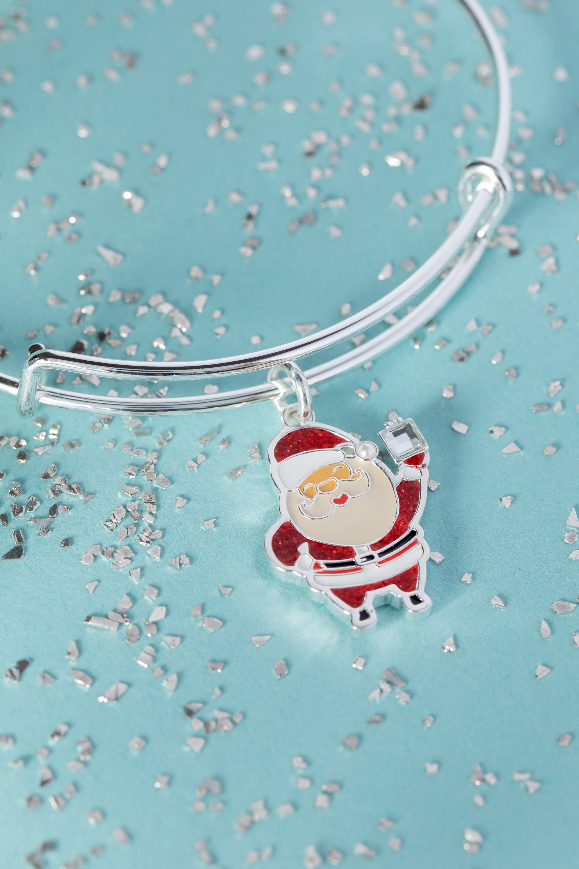 Festive Santa Claus Christmas Bangle Bracelet - Holiday Party Jewelry Gift for Women & Girls - Perfect for Christmas Celebrations, Office Parties & Family Gatherings