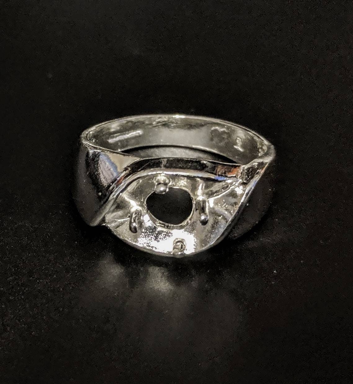 10K Gold or Sterling Silver Men's 6.5mm Round Illusion Pre-Notched Blank Ring - Sizes 9 & 11 (Setting 163 295/143 295) - Perfect for Wedding Bands, Anniversary Gifts & Everyday Jewelry