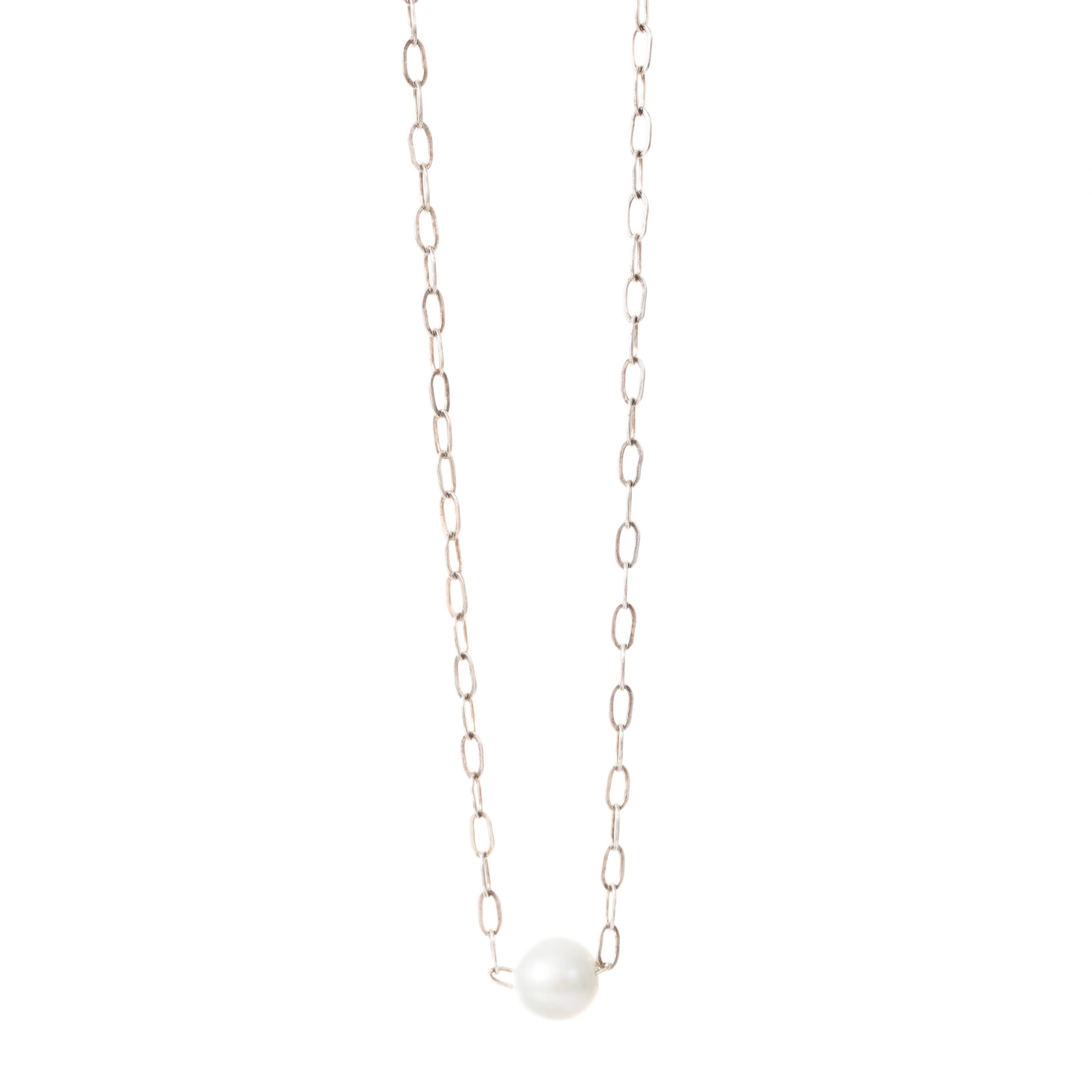 Elegant Chocolate & Steel Pearl Chain Necklace for Women - Perfect for Parties, Weddings & Everyday Wear