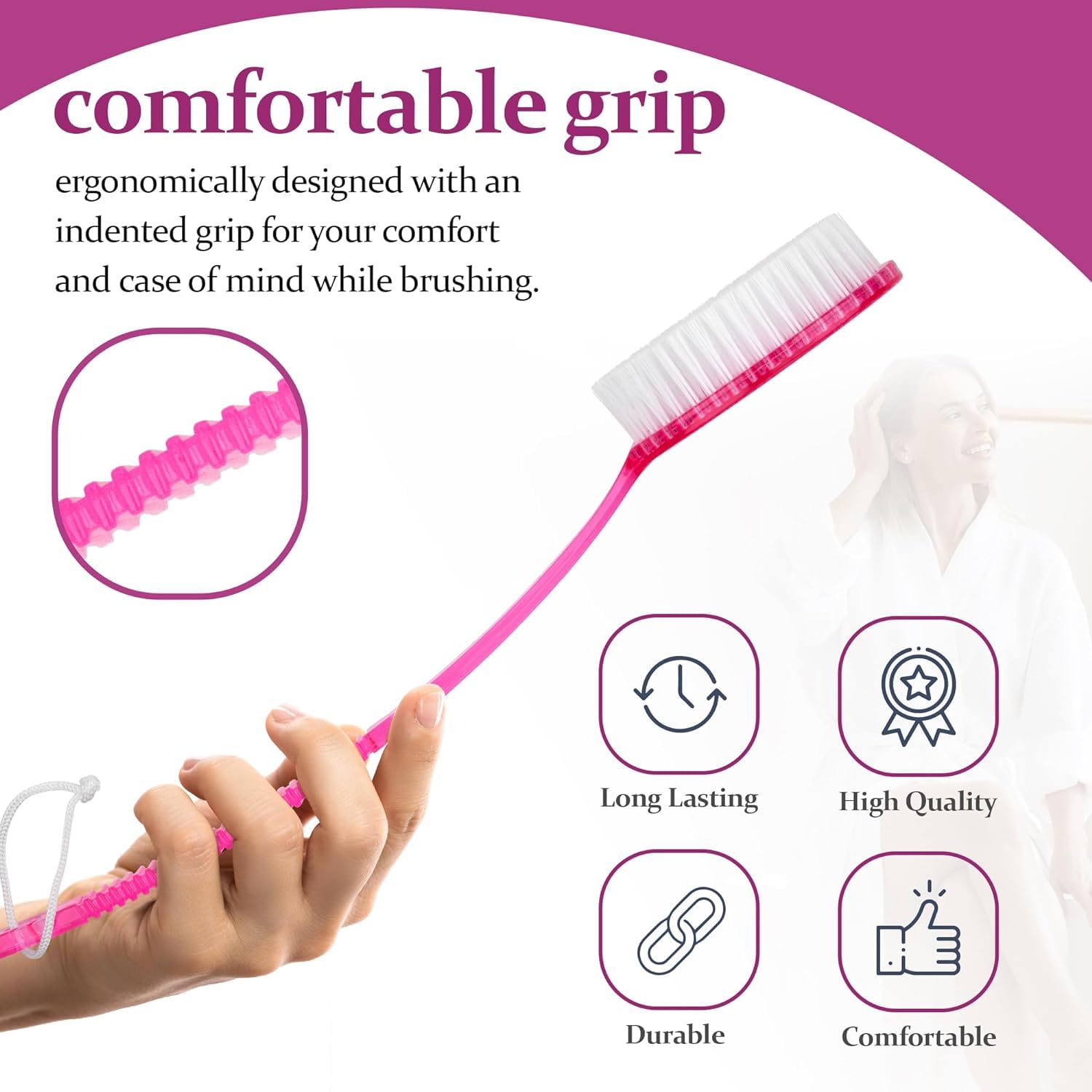 KYNA Long Handle Soft Bristle Bath Brush - Exfoliating Body Scrubber for Men & Women (Random Colors) | Back Scrubber for Shower, Bath & Spa | Perfect for Exfoliation & Deep Cleaning