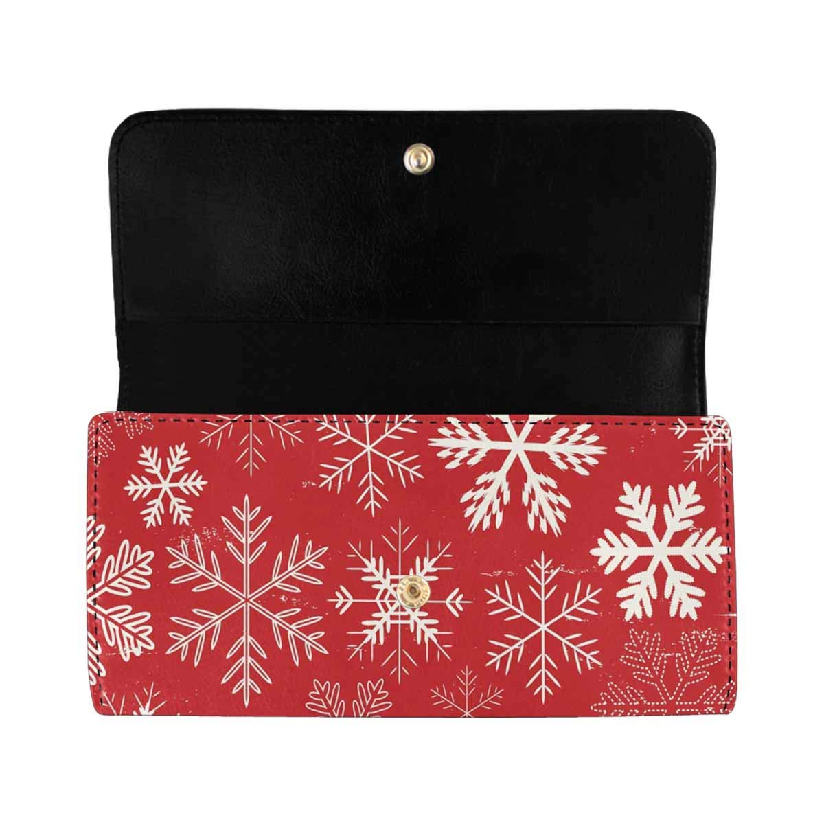 InterestPrint Women's Snowflake Print Trifold Clutch Wallet - Stylish Card Holder & ID Organizer for Christmas, Holidays, Parties, and Everyday Use
