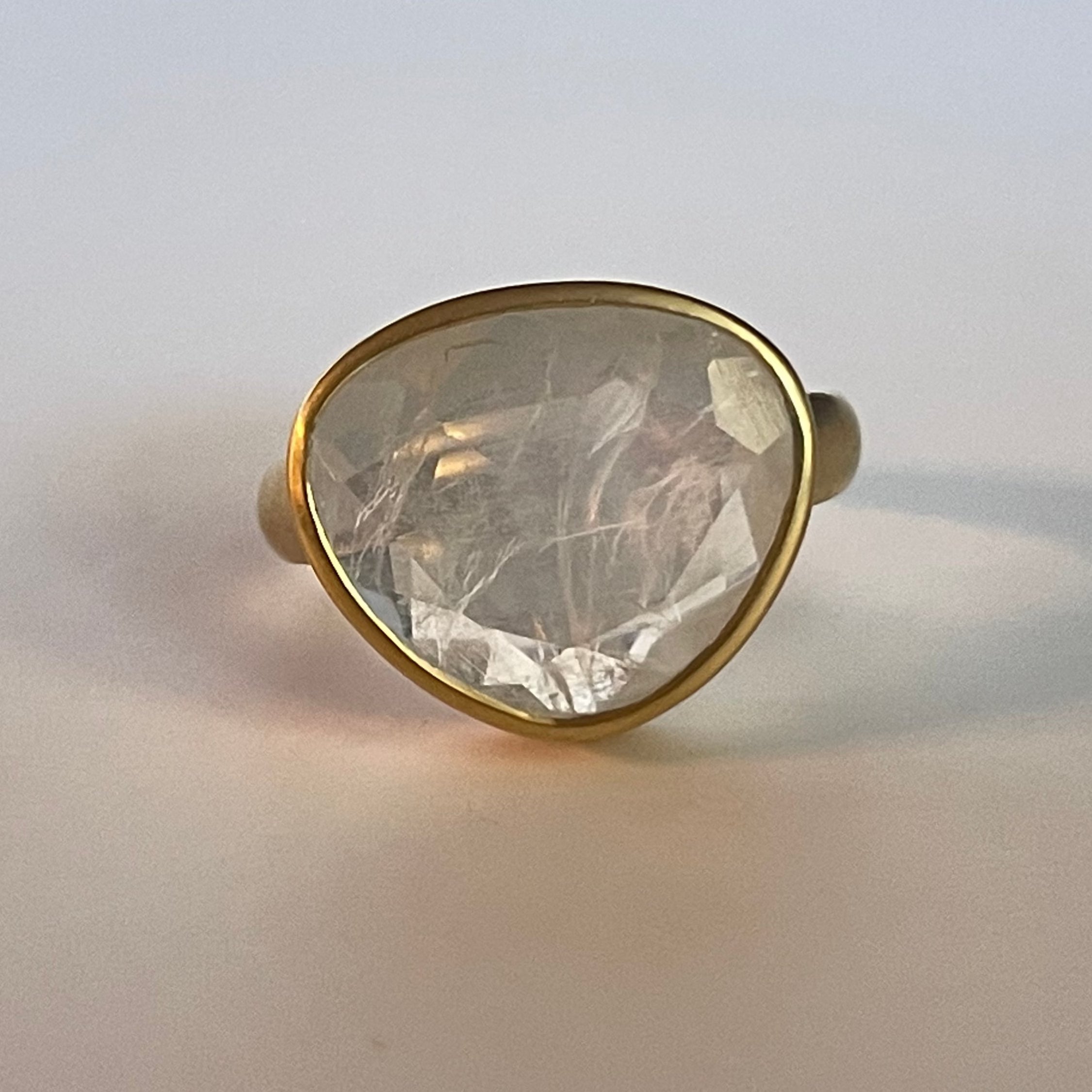 Rainbow Moonstone Greek Ring - Elegant Sterling Silver Jewelry for Women | Perfect for Boho Style, Weddings & Everyday Wear