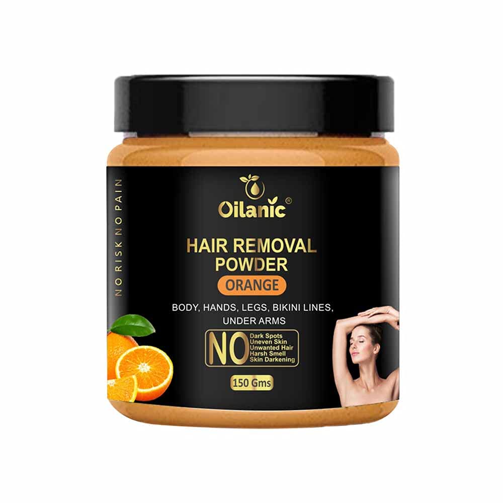 Oilanic Orange Hair Removal Powder 150g - Natural & Gentle Depilatory for Smooth Skin - Perfect for Legs, Arms, Bikini Line & Facial Hair Removal