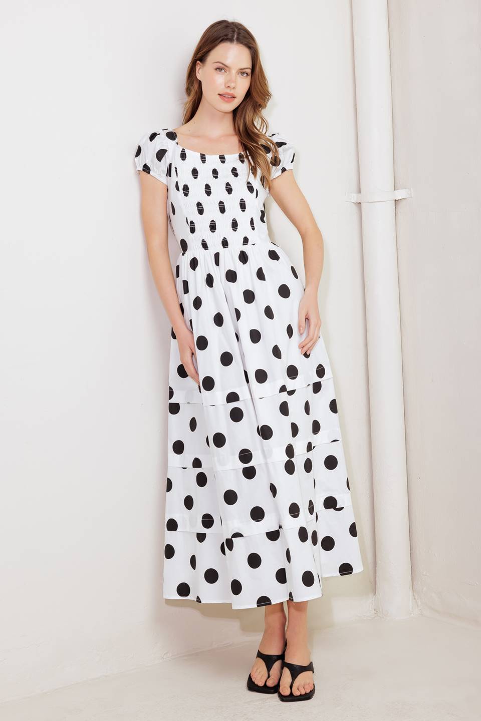 Stylish Logan Polka Dot Midi Dress for Women - Perfect for Casual Outings, Parties & Summer Events