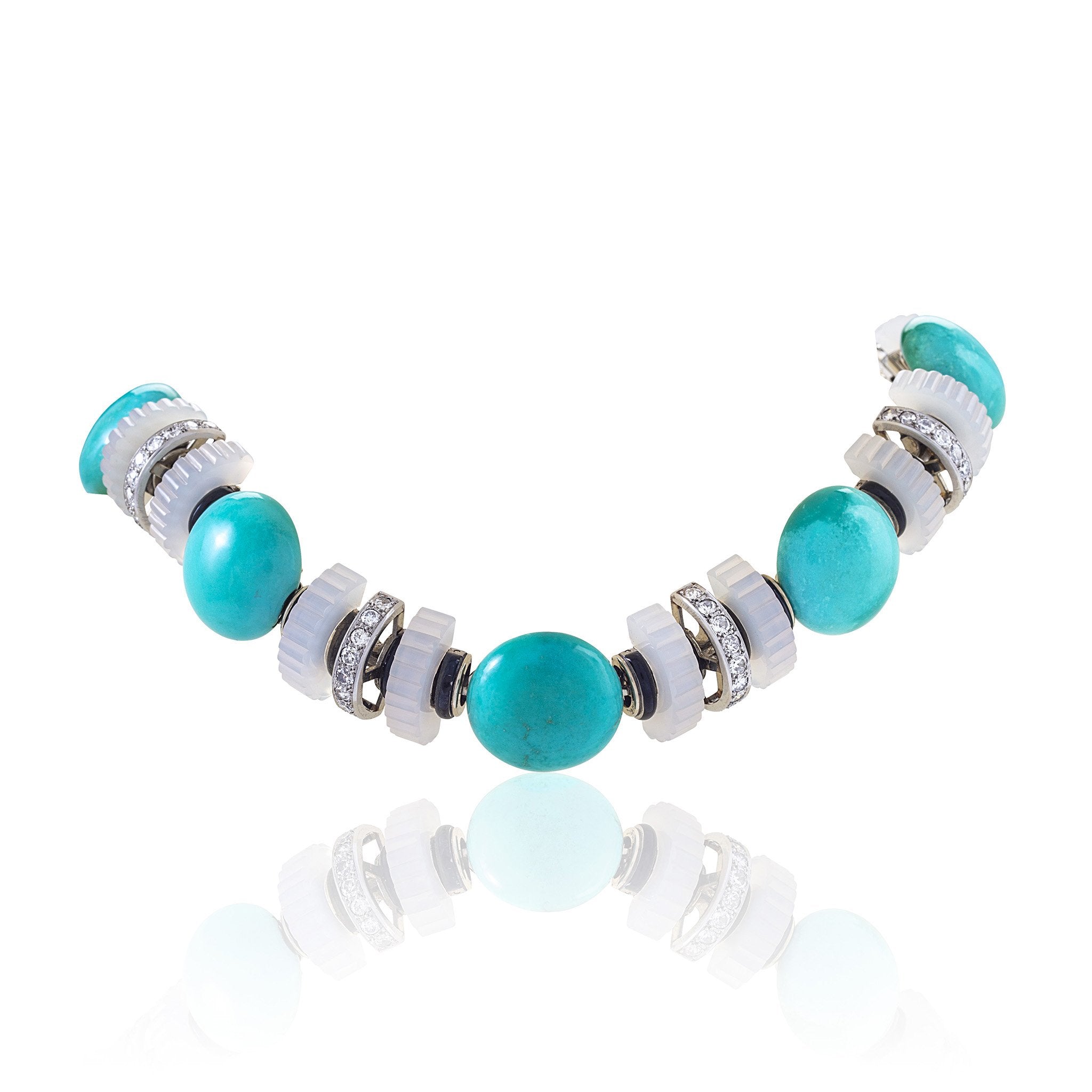 Mauboussin Turquoise, Chalcedony & Diamond Necklace for Women | Elegant Jewelry Gift for Anniversary, Wedding & Special Occasions