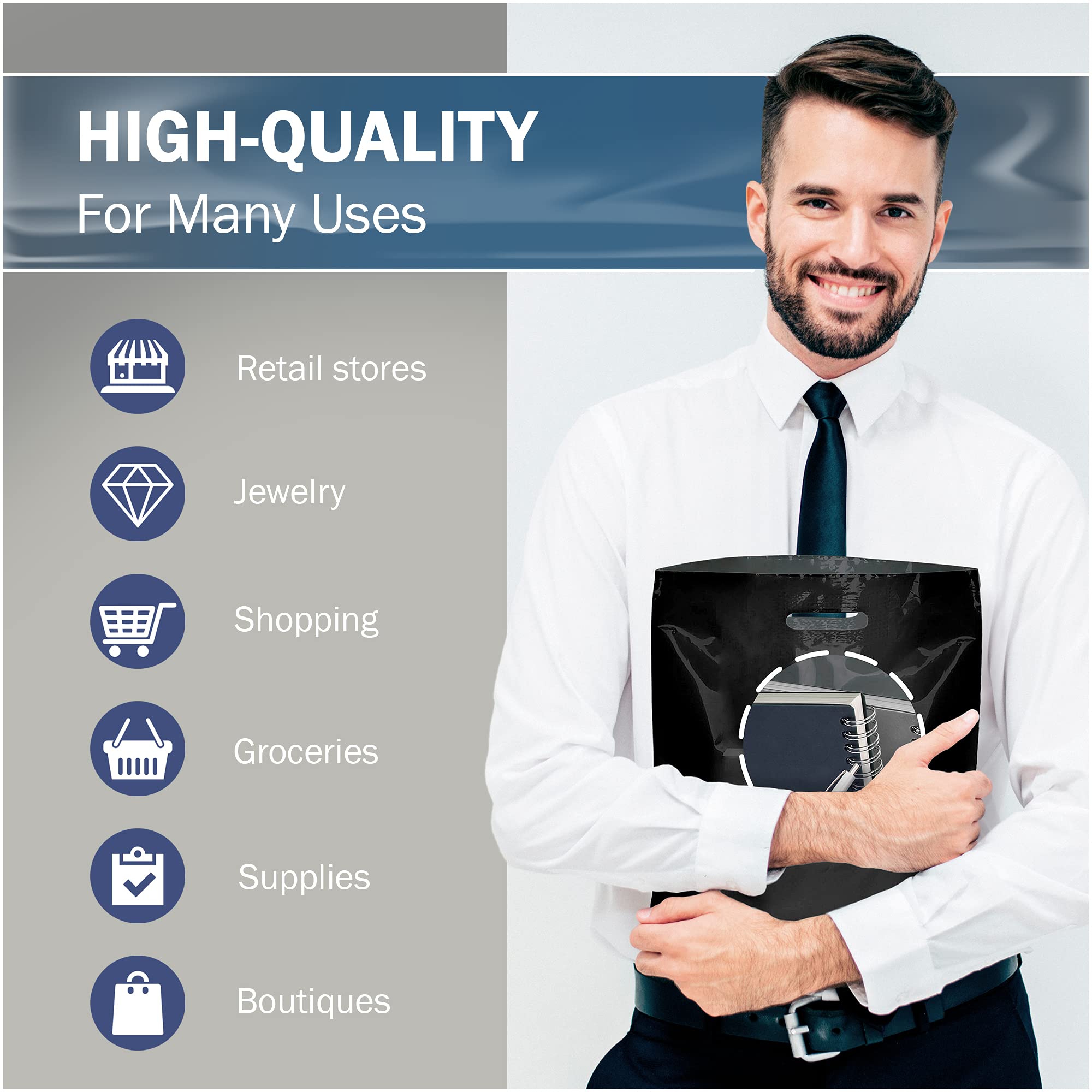 100 Pack Extra Large 20x20 & 22x22 Plastic Shopping Bags - 2 Mil Thick Retail Bags with Die-Cut Handles | Ideal for Toys, Clothes, Electronics & Large Merchandise | 100% Recyclable | Perfect for Retail Stores, Boutiques & Gift Packaging
