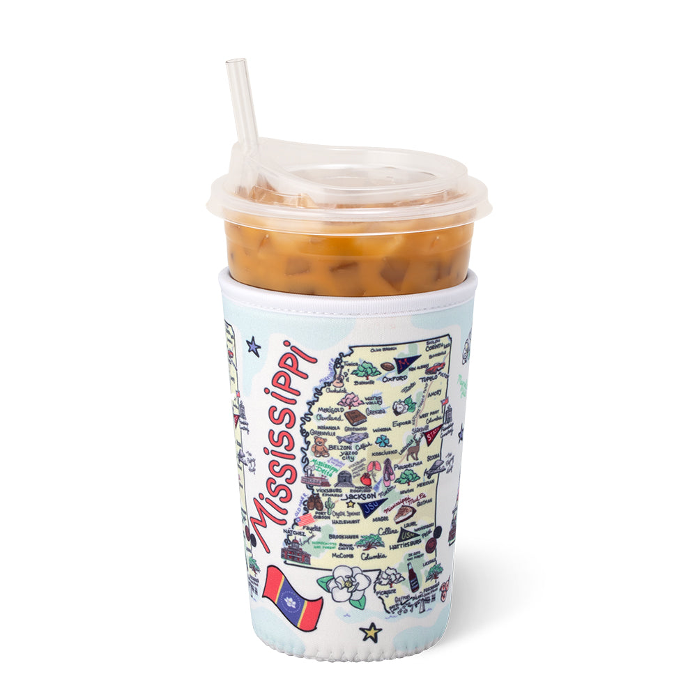 Mississippi Medium Iced Cup Coolie - Insulated Beverage Sleeve for Coffee, Tea & Cold Drinks - Perfect for Home, Office & Travel Use