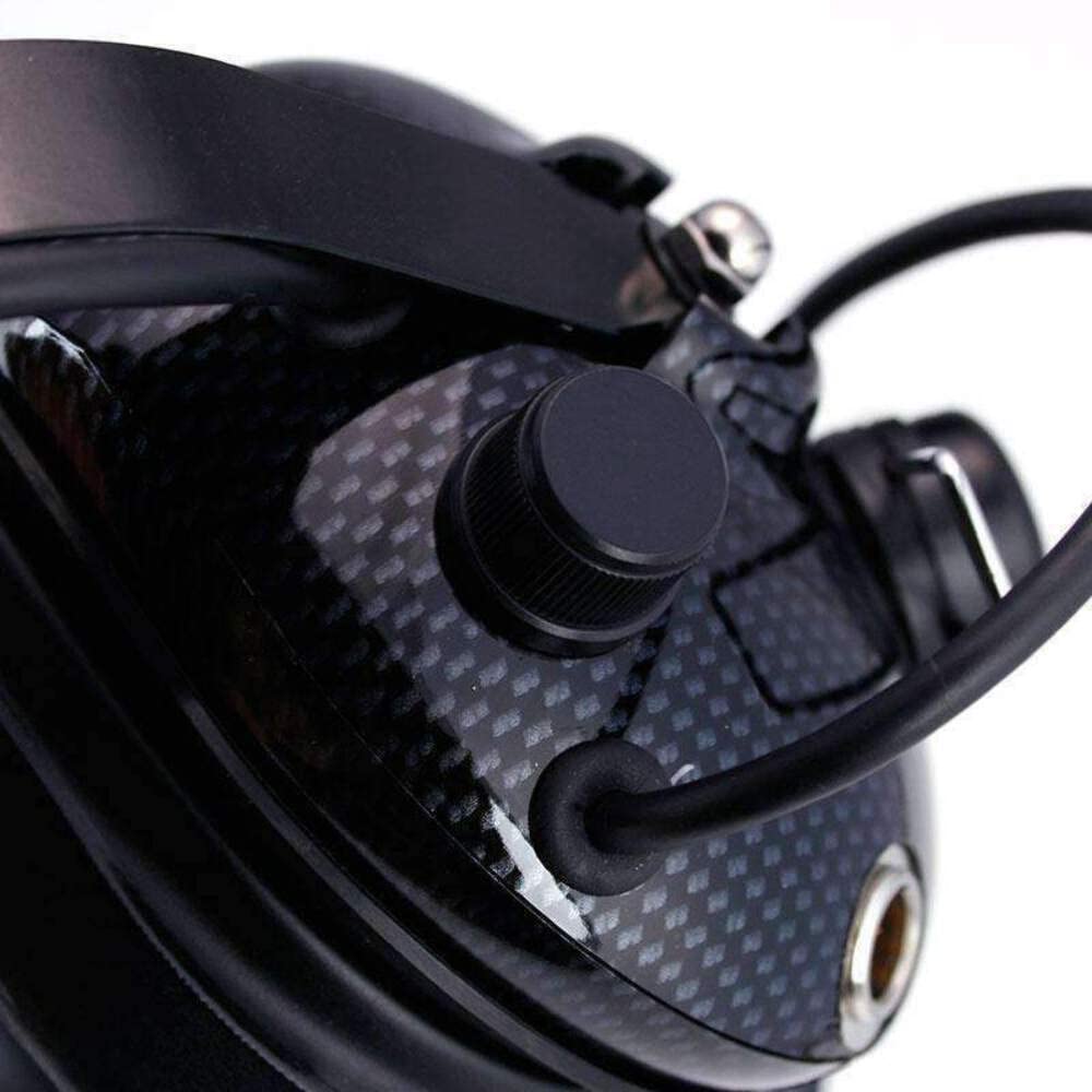 Rugged Radios H42-CF Carbon Fiber Behind-The-Head Two-Way Radio Headset with Dynamic Noise Cancelling Mic, PTT Button & 3.5mm Audio Jack - Ideal for Motorcycle Riding, Construction Work & Outdoor Adventures