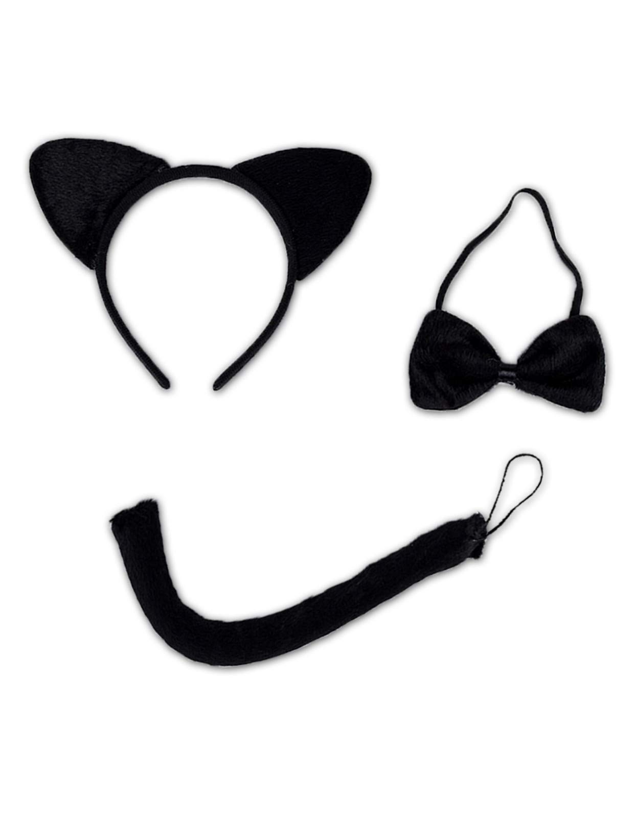 Gothic Victorian Women's Cat Costume Set - Kitty Ears, Bow Tie, Tail & Corset Top for Cosplay, Halloween, and Themed Parties