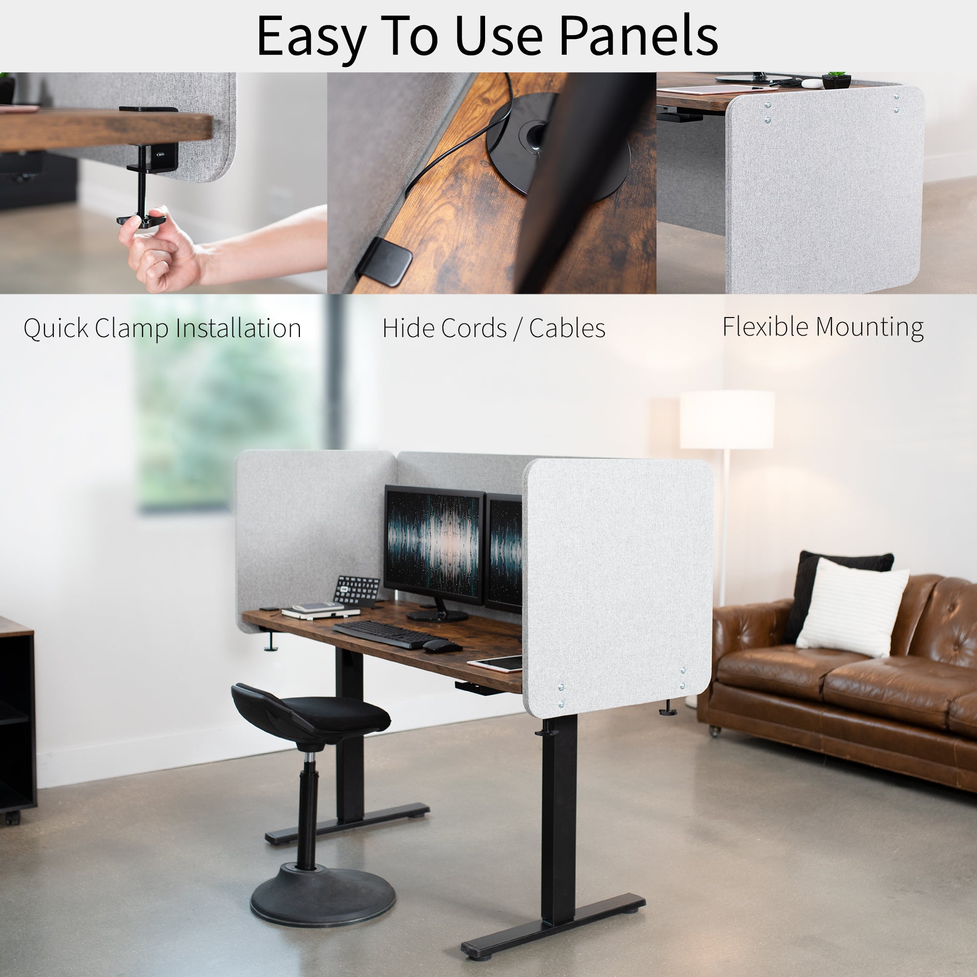 Adjustable Clamp-on & Screw-on Desk Privacy Panel - Office Partition Screen for Workstation & Home Office - Perfect for Open Spaces, Cubicles, and Study Areas
