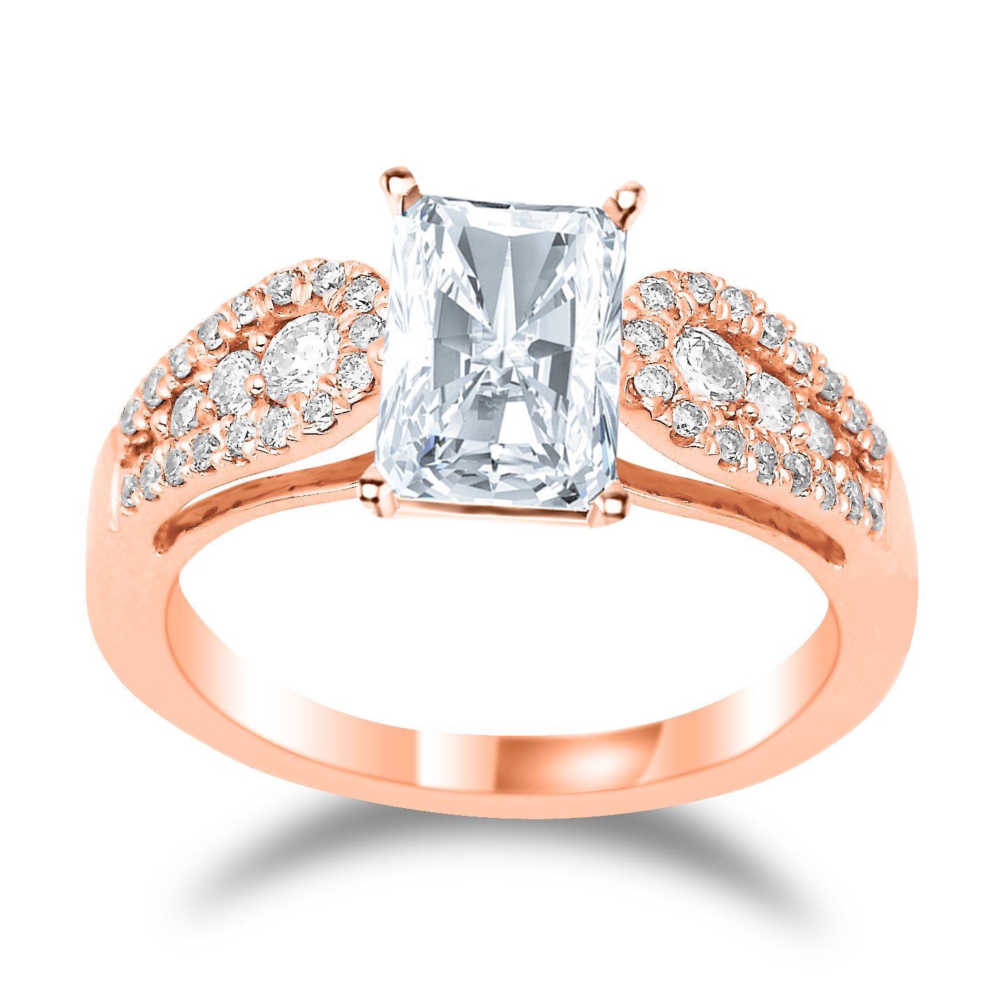 14K White Gold 2.25 Carat Lab-Grown Diamond Channel Set Radiant Cut Engagement Ring (E-F Color, VS2-SI1 Clarity, 2 Ct Center) - Perfect for Proposals, Anniversaries & Bridal Jewelry