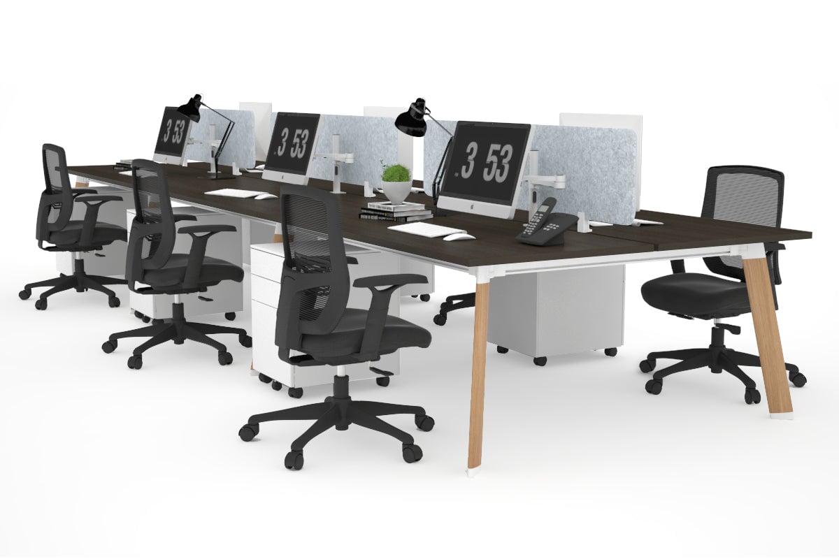 6-Person Wooden Workstation with Switch - 1800L x 700W Office Desk for Team Collaboration & Conference Meetings