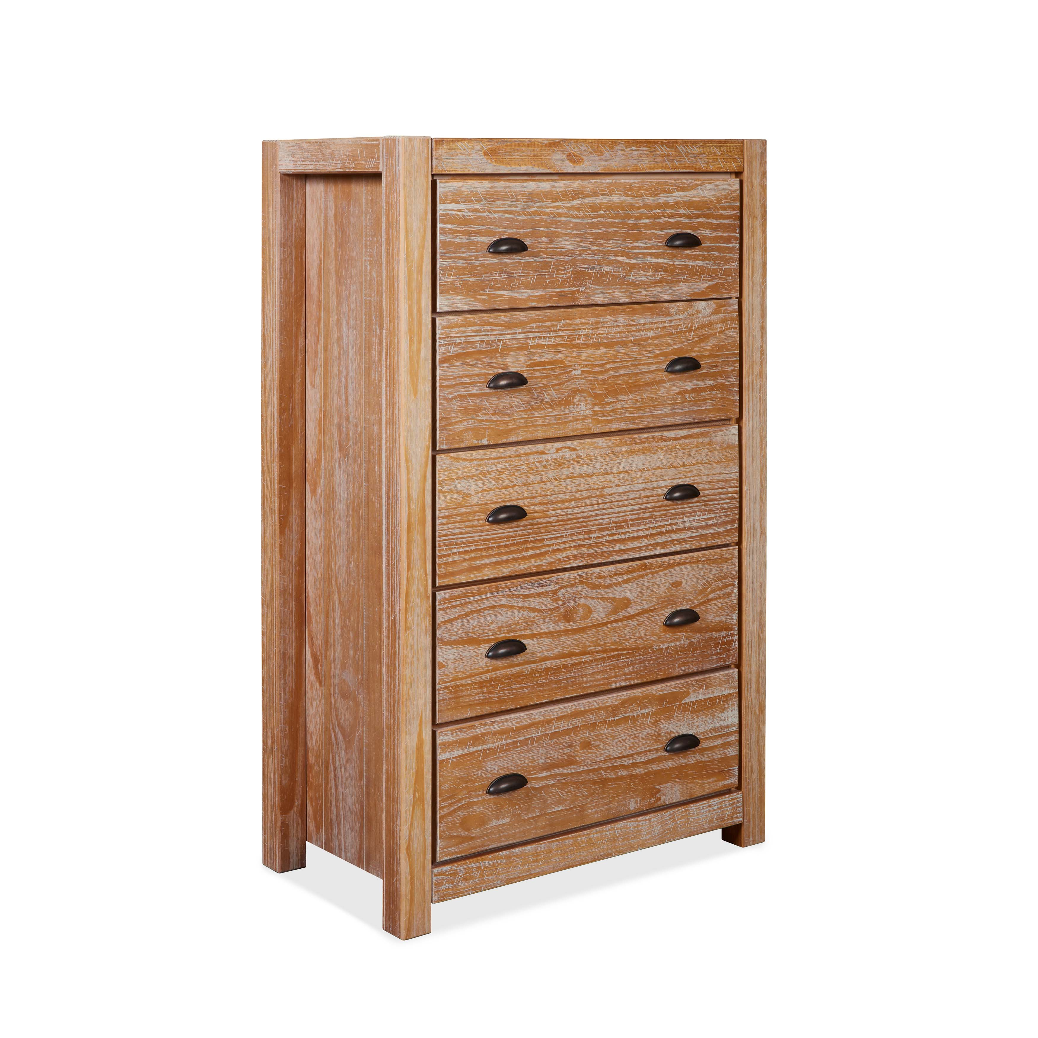 Montauk 5 Drawer Dresser - Solid Wood Bedroom Chest of Drawers for Clothes Storage | Perfect for Master Bedroom, Guest Room & Dorm Organization