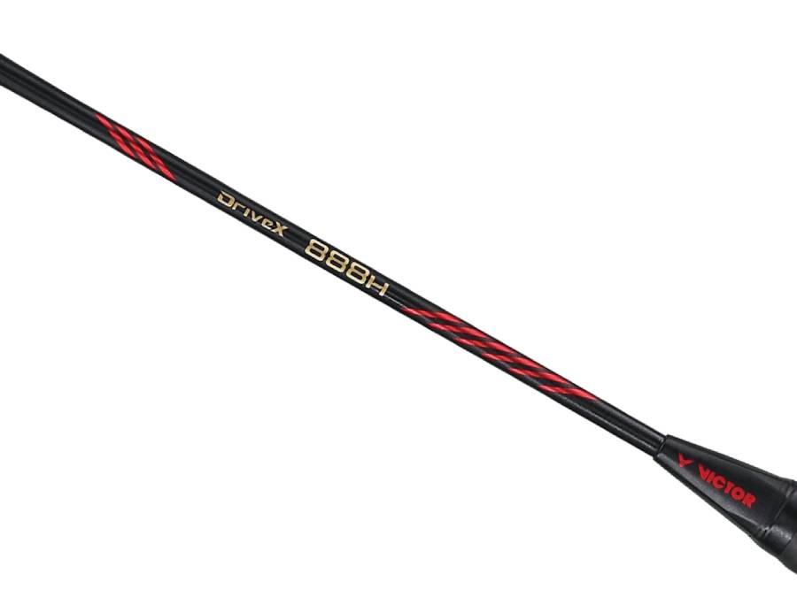 Victor DriveX 888H Strung Badminton Racket - High Performance Carbon Fiber Badminton Racquet with Pre-Strung Strings [Black] - Perfect for Professional Players & Tournament Play