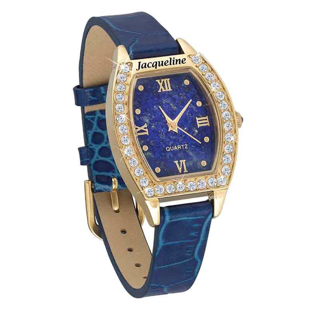 Custom Blue Lapis Women's Watch - Personalized Engraved Gift for Her, Elegant Ladies Jewelry Watch, Perfect for Birthday, Anniversary & Special Occasions #6014-002