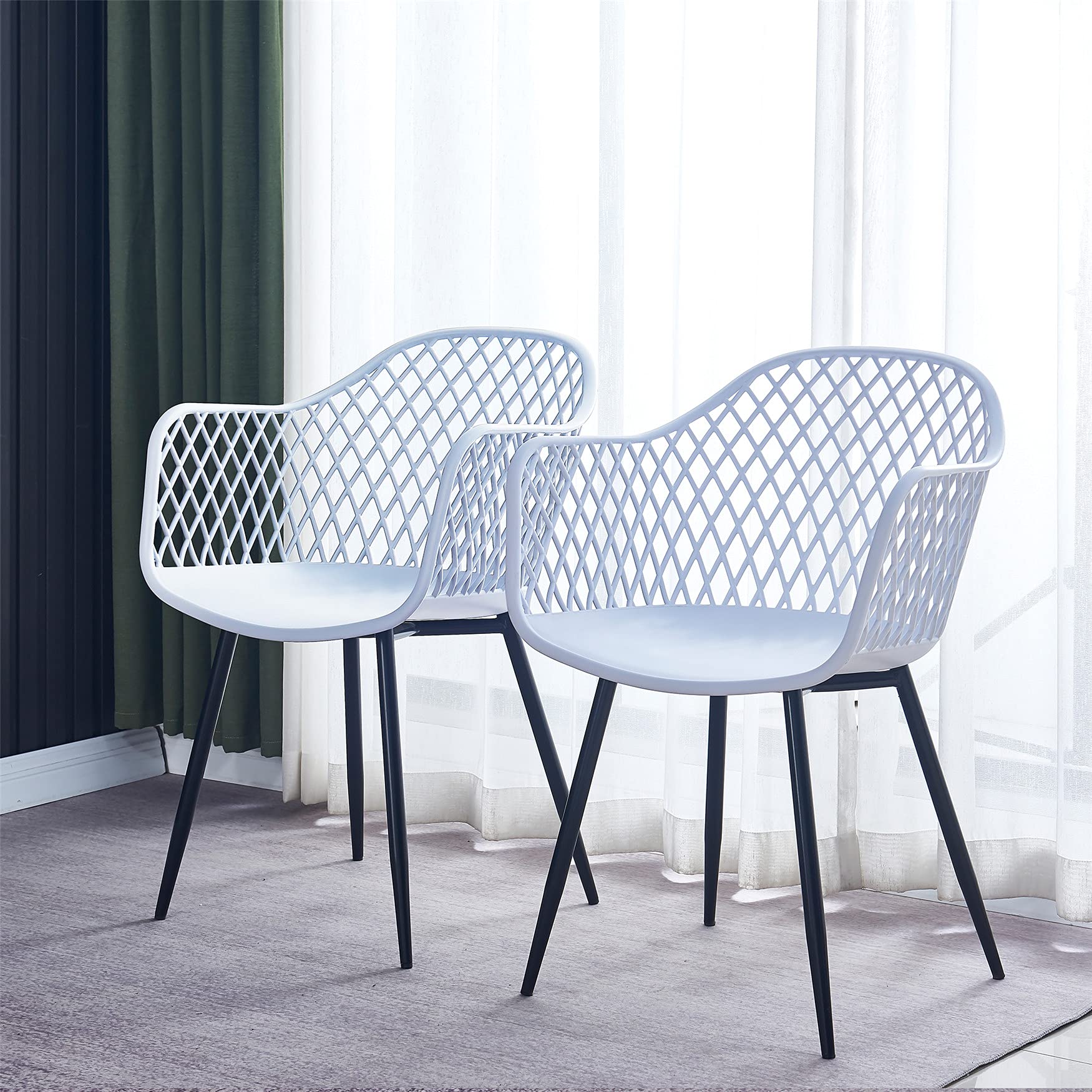 **2-Pack White Plastic Outdoor Dining Chairs - Lightweight & Durable for Patio, Garden, Balcony, Kitchen & Indoor Use - Perfect for BBQs, Parties & Everyday Meals**