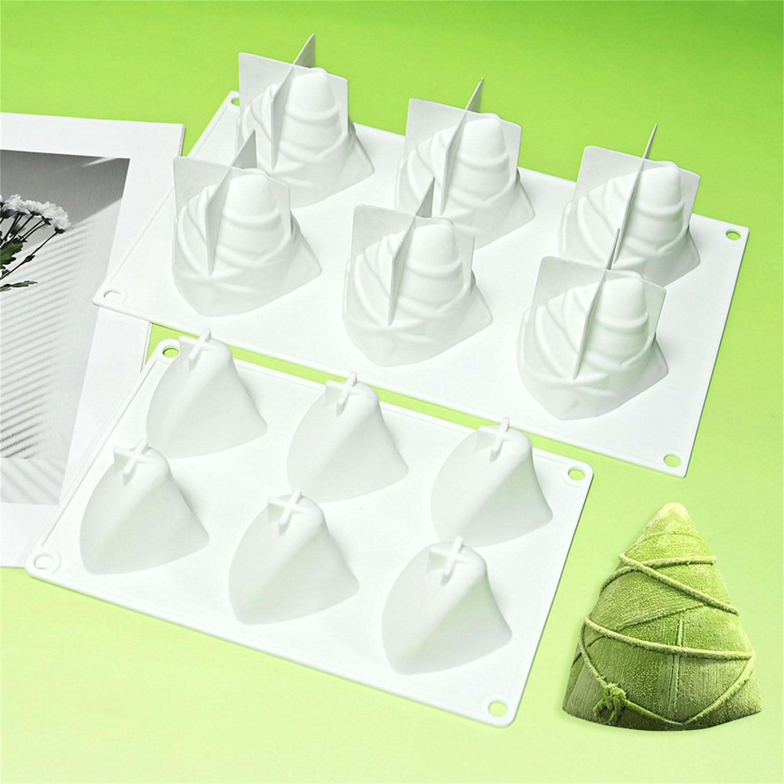 6Pcs Bamboo Zongzi Molds - Easy-to-Use Dumpling & Cake Making Trays for Desserts | Perfect for Asian Cooking, Family Gatherings & Holiday Celebrations