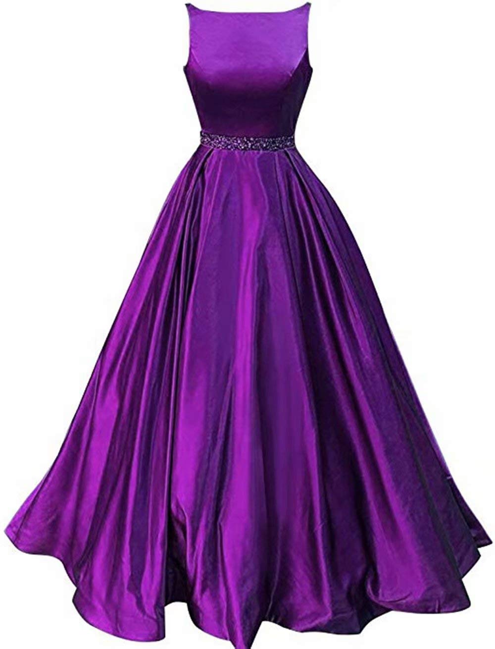 Ri Yun Women's Satin Prom Dresses Long with Pockets Beaded Formal Evening Gowns - Elegant Wedding Party Dresses for Homecoming, Prom Night & Special Occasions