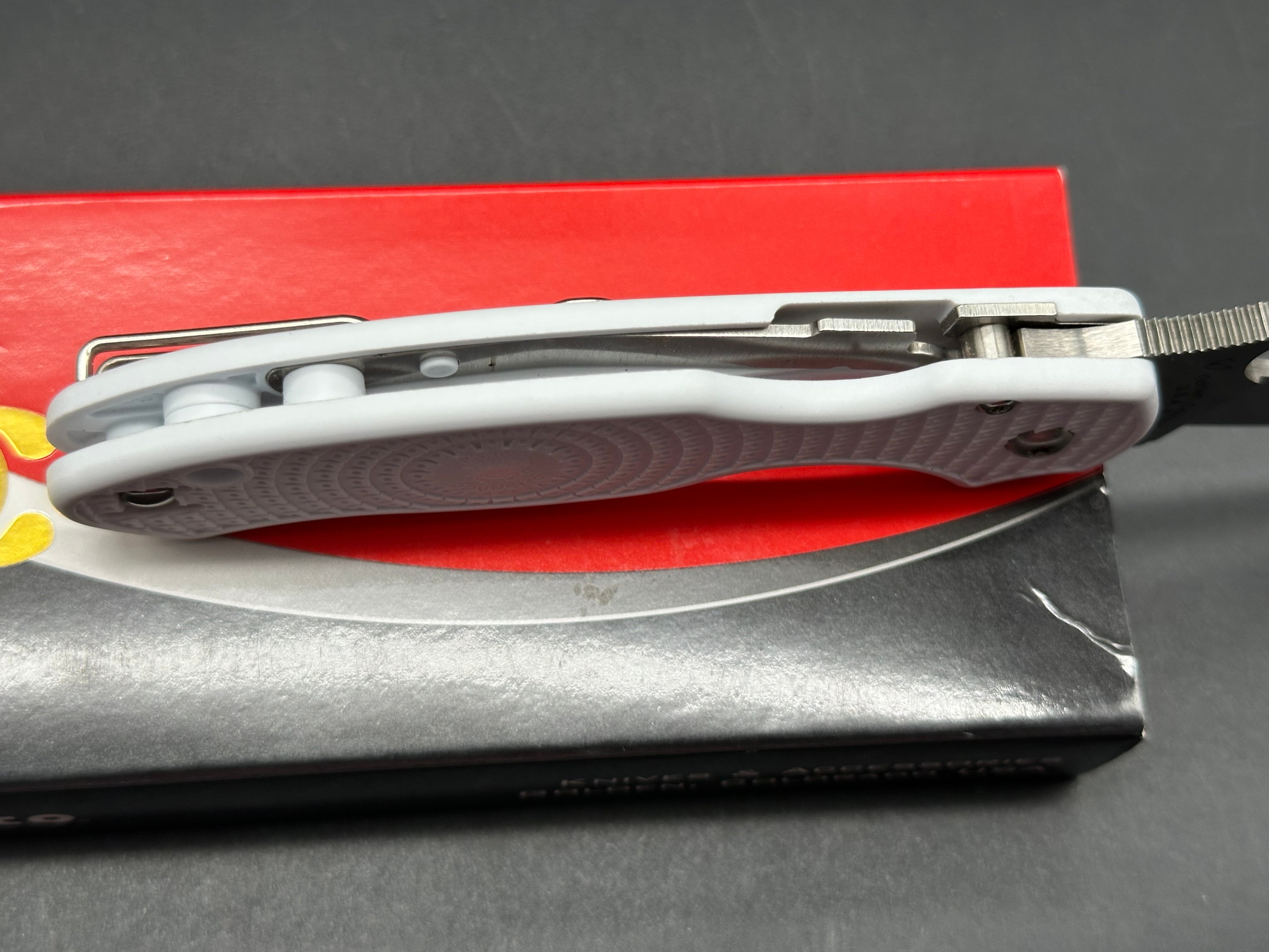 Spyderco Para 3 LW Folding Knife - White FRN Handle, Rex45 Steel Blade - New in Box - Perfect for EDC, Outdoor Adventures & Survival Gear