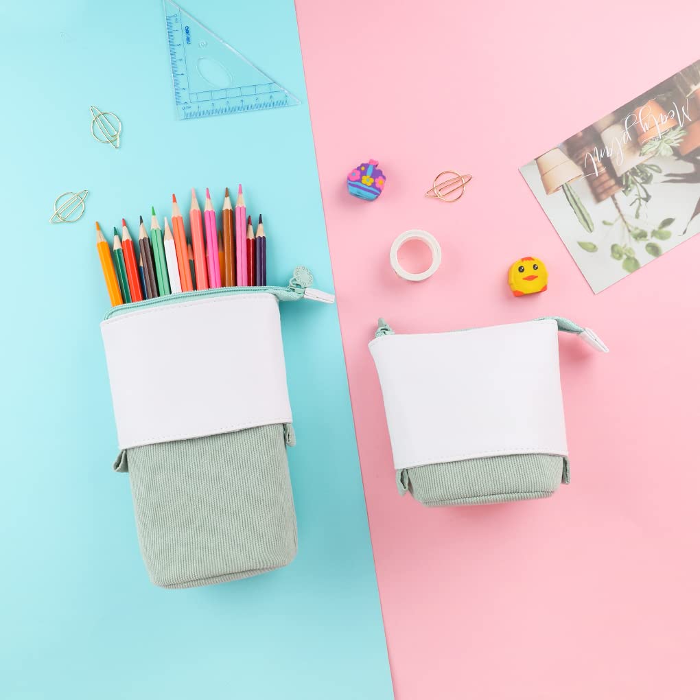 Oyachic Expandable Standing Pencil Case - Telescopic Pen Holder & Cosmetic Organizer for Women | Cute Makeup Pouch, School Supplies, Office Desk Accessories | Perfect for Students, Artists & Professionals