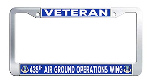 Stainless Steel Air Force Veteran License Plate Frame - 435th Air Ground Operations Wing - Durable Car Tag Holder for Military Support & Pride