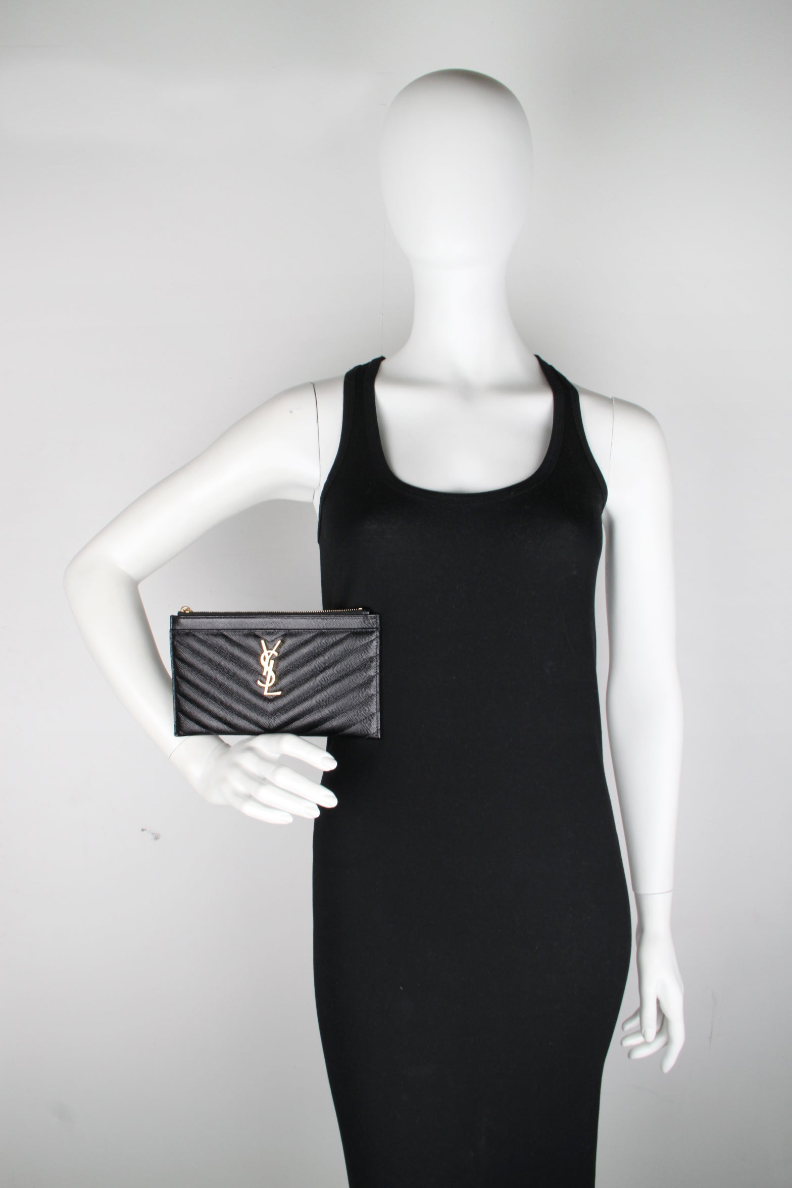 Monogram Bill Pouch Wallet - Luxury Black & Gold Leather Card Holder for Men & Women | Perfect for Travel, Business & Everyday Use