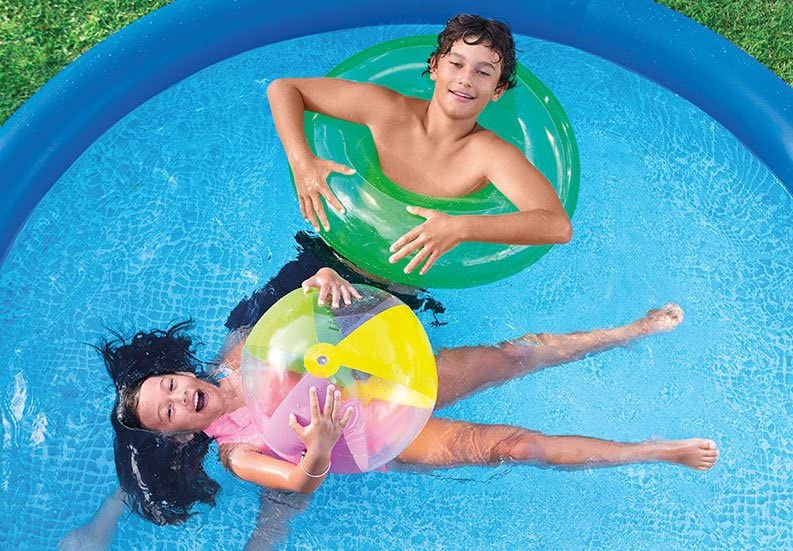 Intex 8ft Above Ground Swimming Pool Cover (2-Pack) & 8ft Inflatable Top Round Pool - Heavy Duty Protection for Summer Backyard Fun