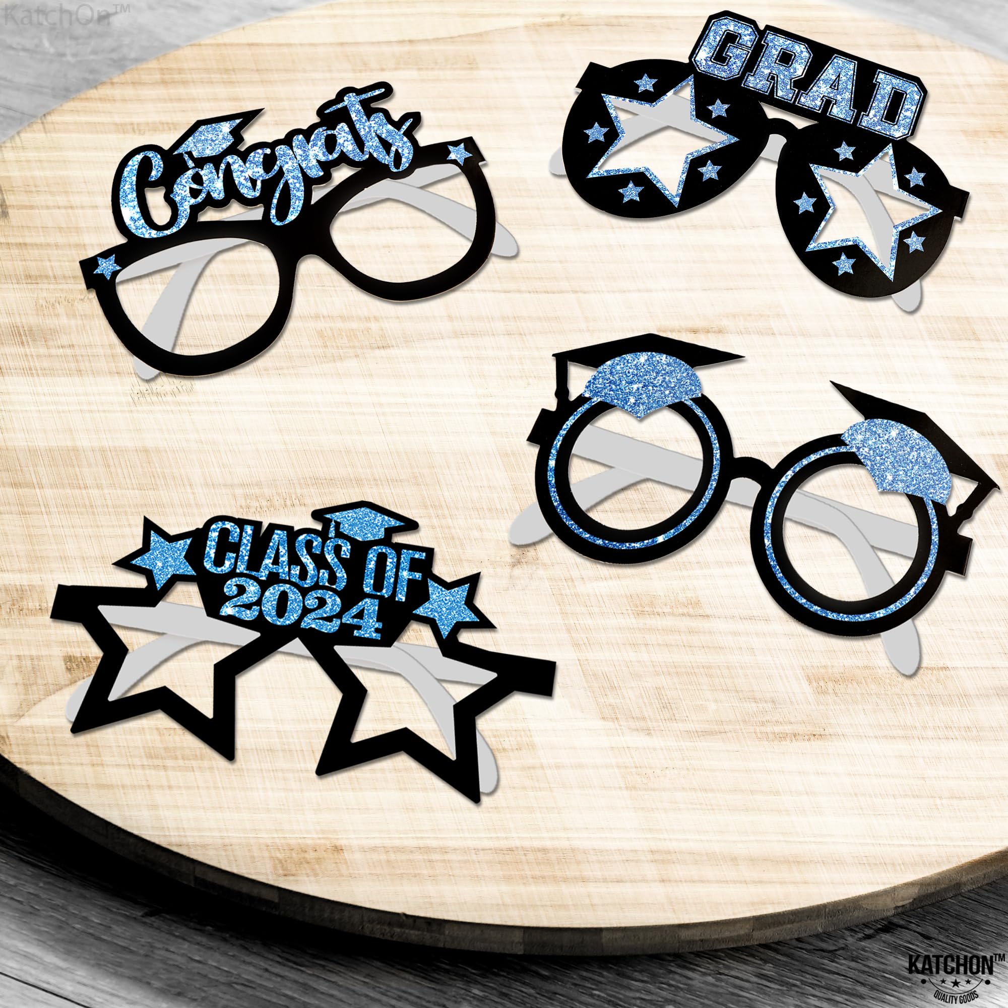 KatchOn Blue Graduation Glasses 2024 - Pack of 12 | Class of 2024 Graduation Party Decorations, Photo Booth Props & Party Favors | Perfect for Graduation Ceremonies, Photo Shoots & Celebration Events