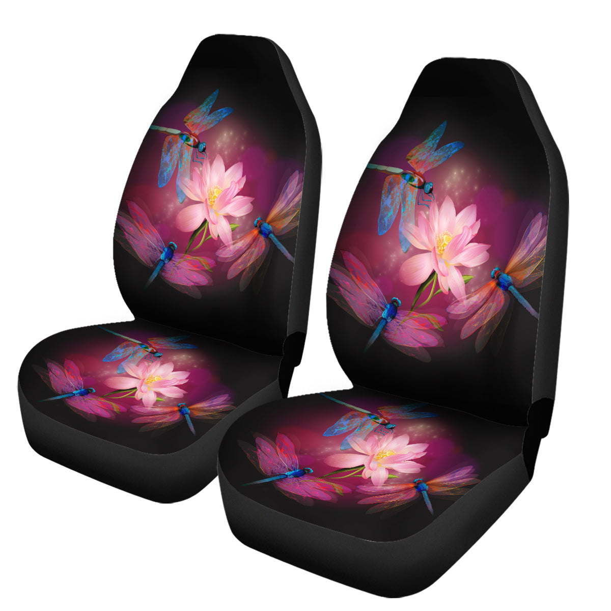 Premium Dragonfly & Lotus Floral Car Seat Cover - Breathable & Stylish for Cars, SUVs, Trucks - Perfect for Daily Commute, Road Trips & Interior Decoration