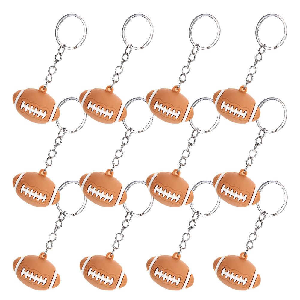 LOGOFUN 12pcs Rugby Keychain Set - Durable Sport Ball Keyring Charms for Rugby Fans, Team Spirit Souvenir Gift - Perfect for Bags, Purses, Backpacks & Sports Gear Accessories (Great for Game Days, Fan Events & Travel)