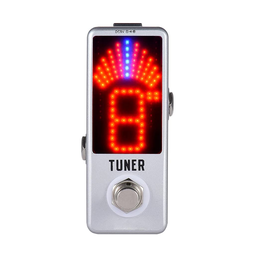 XJJZS Mini Chromatic Tuner Pedal with LED Display - True Bypass Guitar & Bass Tuner for Musicians | Perfect for Live Performances & Studio Recording