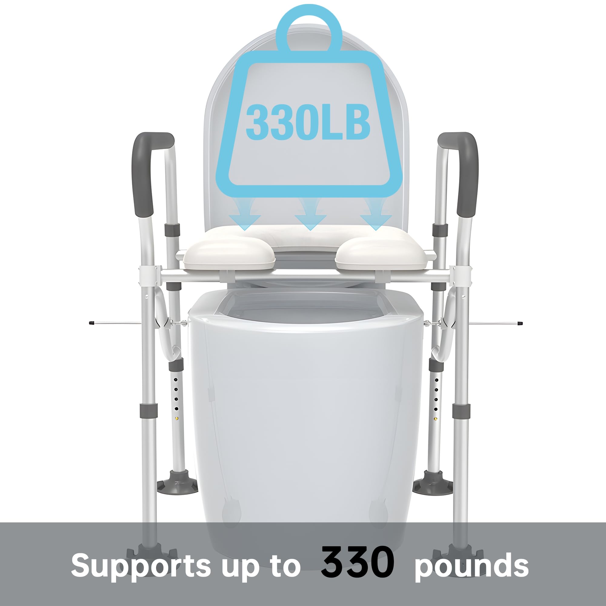 **Soft Padded Raised Toilet Seat with Handles - Adjustable Height Toilet Seat Riser for Seniors, Elderly, Pregnant & Handicap - Bathroom Safety Frame with Non-Slip Grip - Ideal for Post-Surgery, Mobility Issues & Home Care**    *(Use Cases: Perfect for elderly care, post-surgery recovery, pregnancy support, and handicap accessibility at home.)*