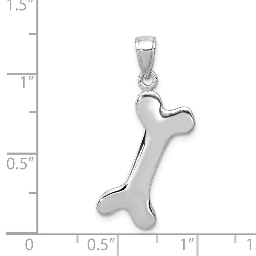 14K White Gold Solid Dog Bone Charm Pendant - Durable & Hypoallergenic Jewelry for Pet Lovers - Perfect for Necklaces, Bracelets & Gifts for Dog Owners