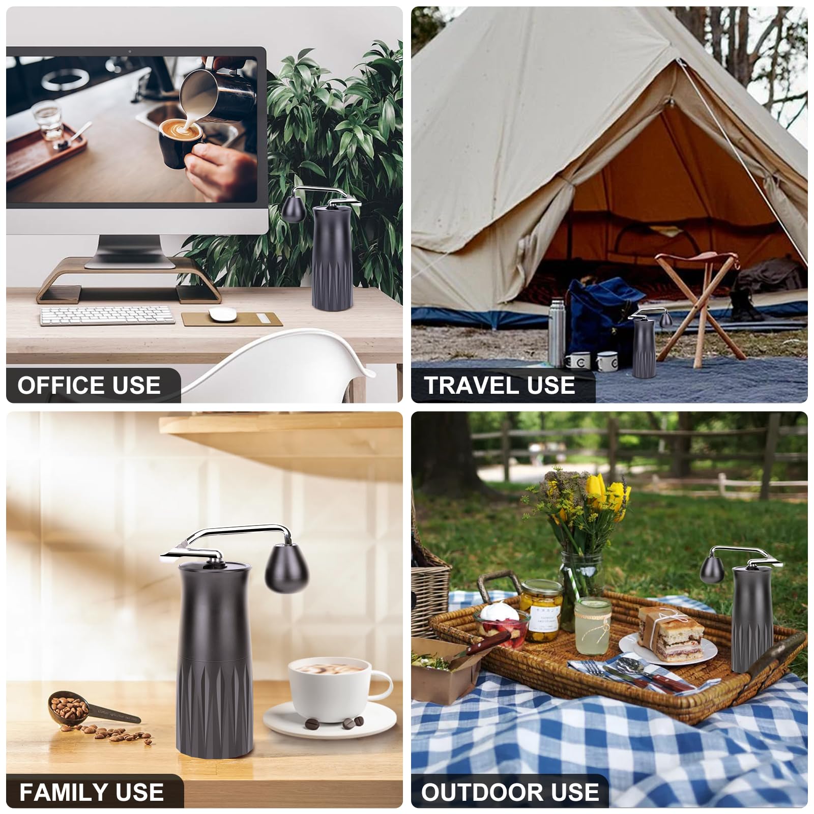 Premium Manual Coffee Grinder - Foldable Stainless Steel Hand Crank Coffee Bean Mill with Adjustable Ceramic Burr for Espresso, French Press & Pour Over - Perfect for Home, Camping, Travel & Gifts - Compact & Portable Coffee Accessory for Coffee Lovers