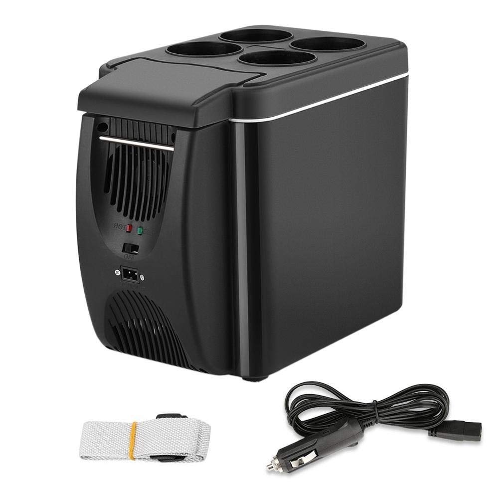 SHKI 12V Mini Fridge for Bedroom - 6L Portable Car Refrigerator Freezer with Heater, Dual-Purpose Cooler & Warmer for Travel, Camping, Dorm, Office | Compact Electric Ice Box for Food & Drinks
