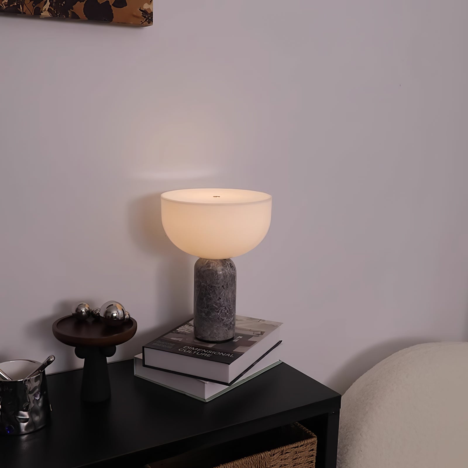 Arno Sphere Marble Table Lamp - Modern LED Nightstand Light for Bedroom, Living Room & Office Decor