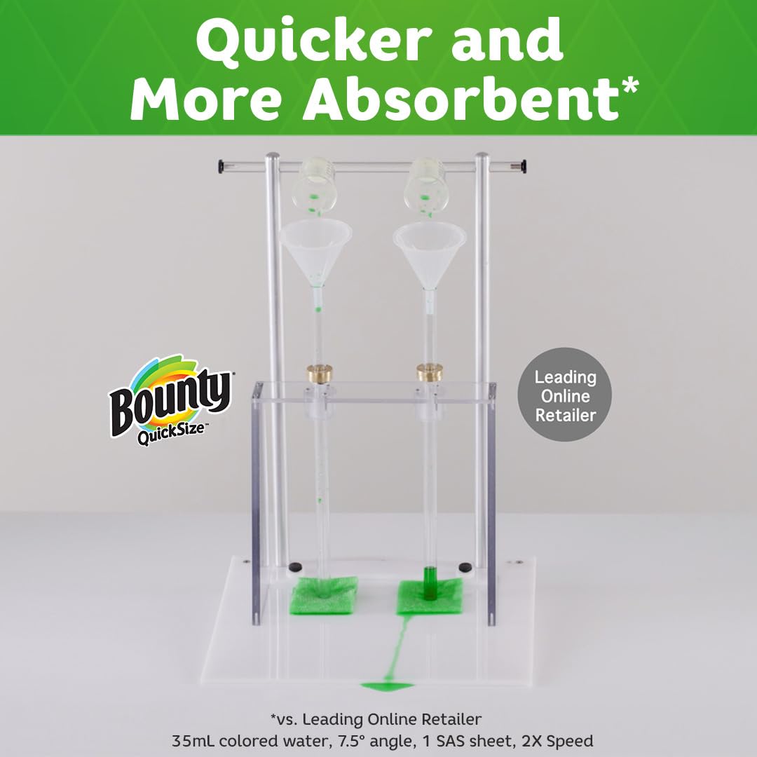 Bounty Quick-Size Paper Towels | White | 12 Family Rolls (30 Regular Rolls) | Ultra Absorbent for Kitchen, Spills & Cleaning