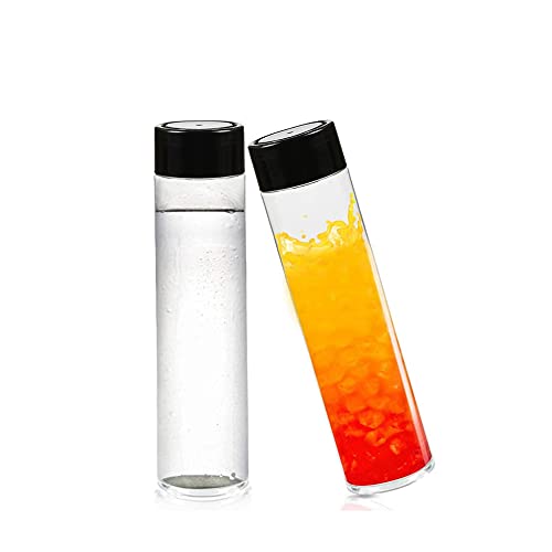 Vipolish 2-Pack 12oz (350ml) Clear Plastic Juice Bottles with Black Lids - Empty Smoothie Bottles for Juice, Milk & Homemade Drinks - Perfect for Meal Prep, Healthy Beverages & On-the-Go Hydration