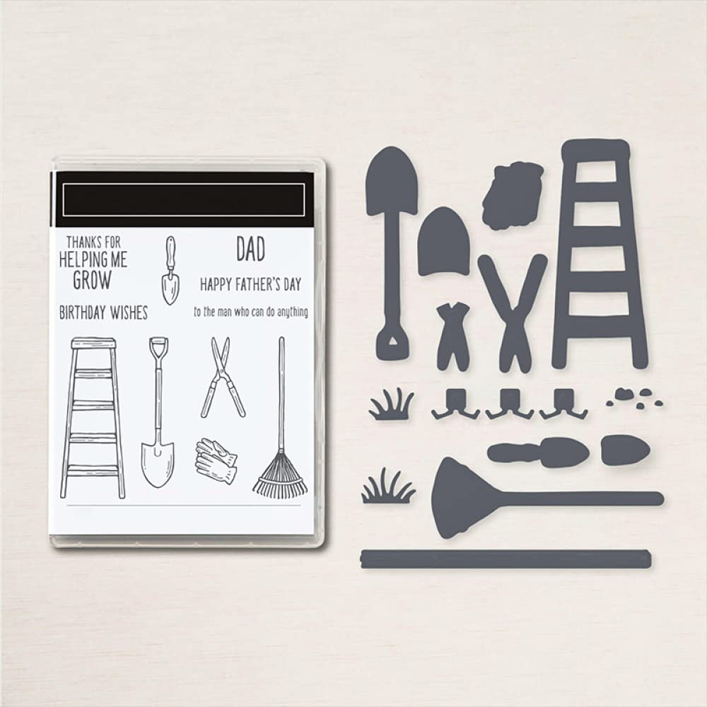 Gardening Tools Set - Ladder Gloves, Scissors & Shovel for DIY Card Making | Transparent Silicone Stamps for Scrapbooking, Birthday Wishes & Paper Crafts | Perfect for Home Gardening, Craft Projects & Gift Making
