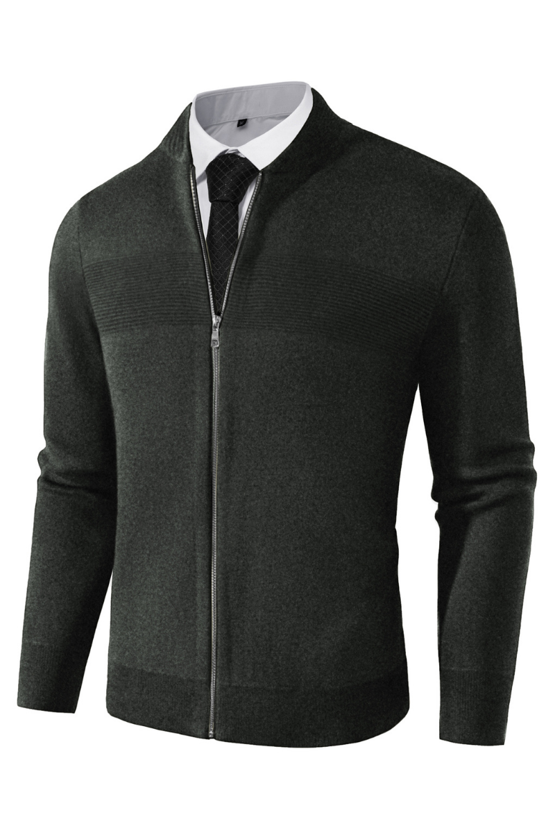 Men's Lightweight Full Zip Up Sweater - Casual Stand Collar Knit Cardigan Jacket for Fall & Winter | Perfect for Office, Travel & Outdoor Activities