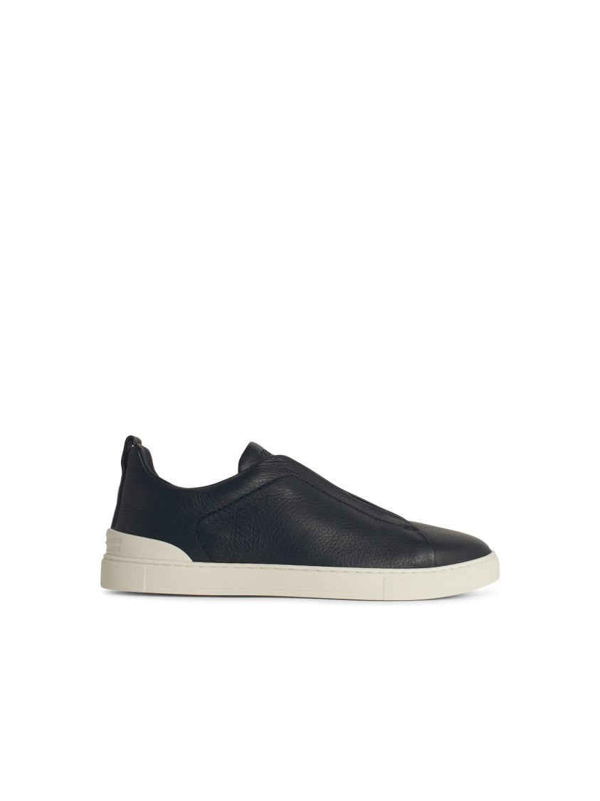 Premium Triple Blue Genuine Leather Sneakers for Men - Comfortable & Stylish Casual Shoes for Walking, Travel & Everyday Wear