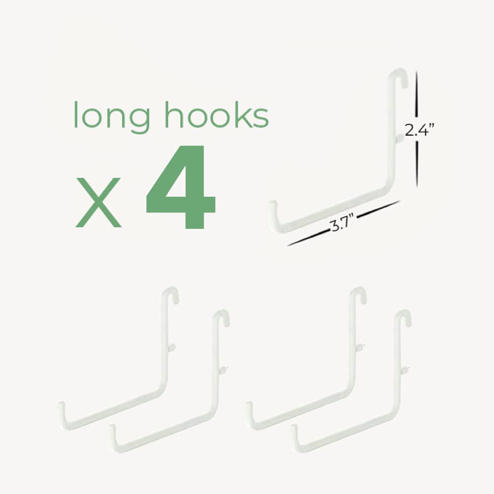 Keepo Peg Board Organizer Set with 4 Long Hooks - Wall Mounted Tool Storage Solution for Garage, Workshop & Home Organization