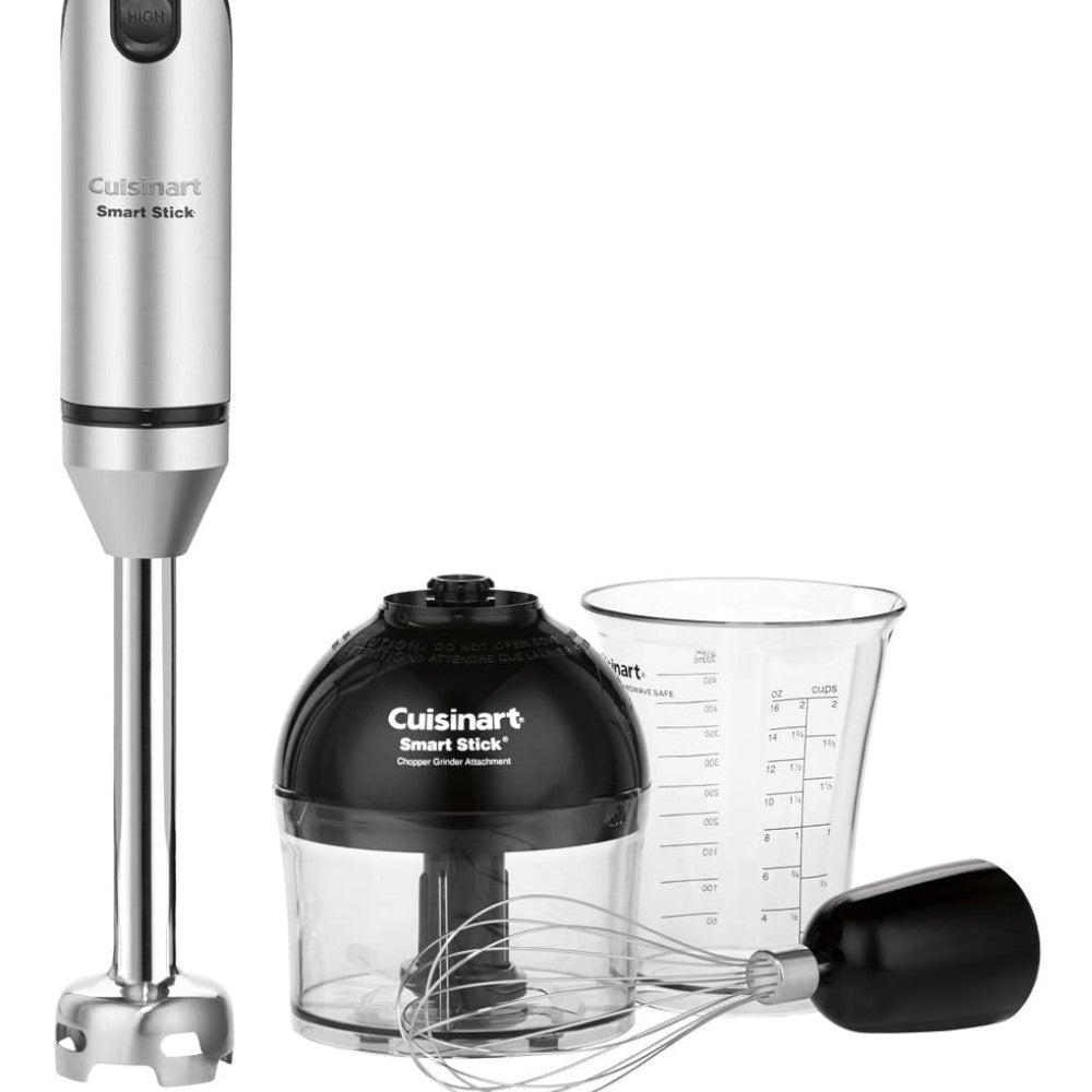 Cuisinart Smart Stick 2SP Hand Blender & Chopper, 200W Immersion Blender with Whisk & Chopper Attachment, Refurbished with Warranty - CSB85S - Perfect for Smoothies, Soups & Baby Food Prep