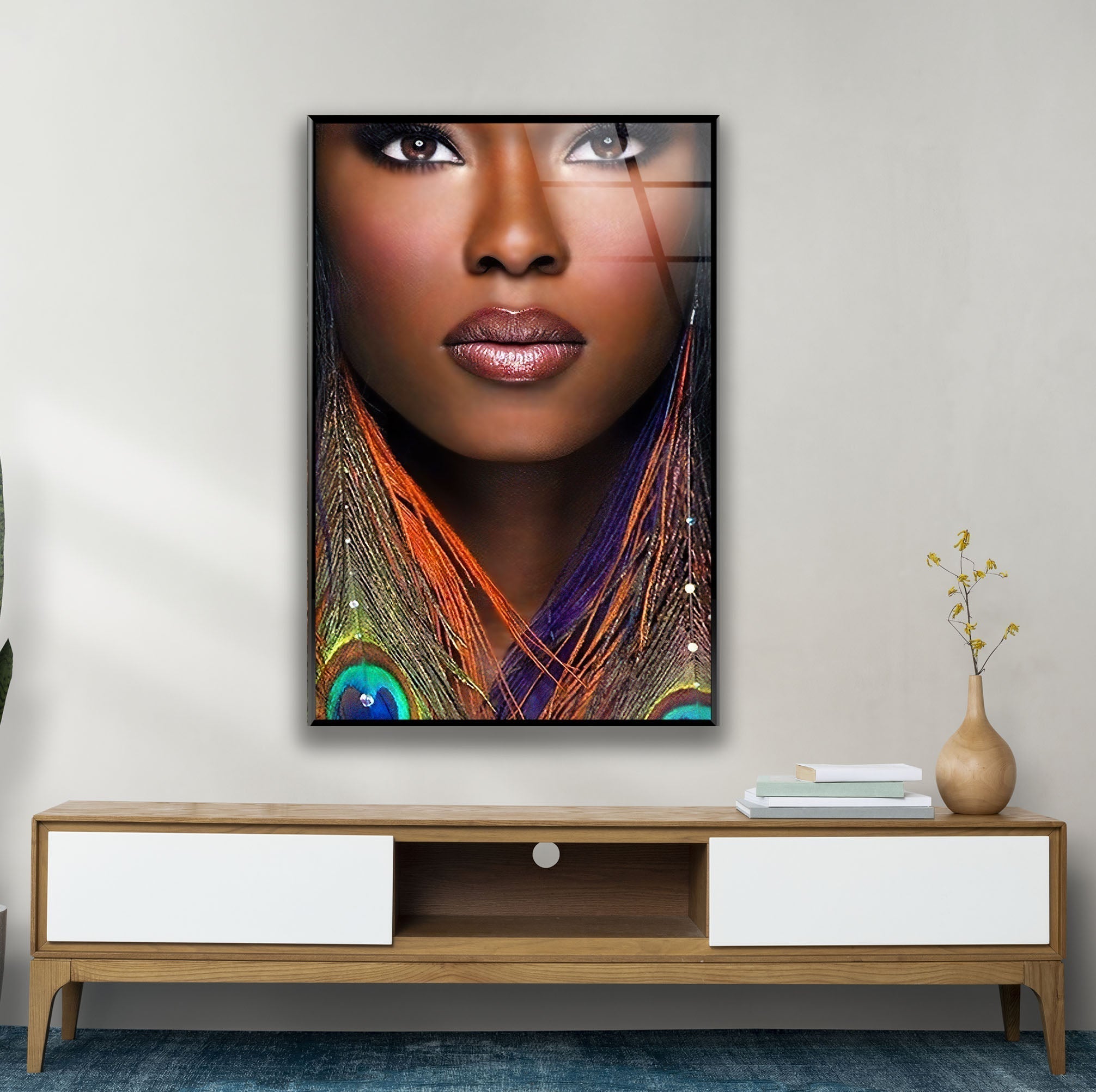 African Face Glass Wall Art - Handcrafted Decorative Mirror for Living Room, Bedroom & Entryway | Unique Ethnic Home Decor